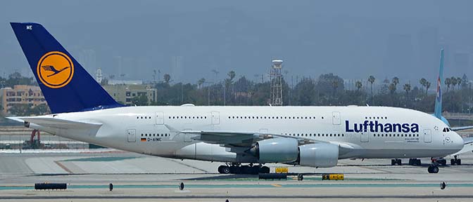 Lufthansa Airbus A380-841 D-AIME, Los Angeles international Airport, May 3, 2016